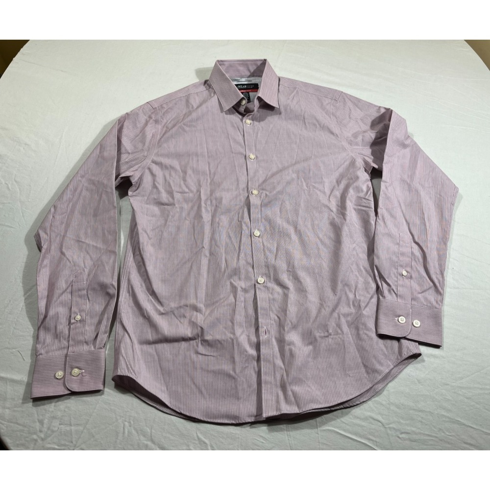Awearness Kenneth Cole Men's Dress Shirt Slim Fit, Non-Iron, Burgundy Pinstripe